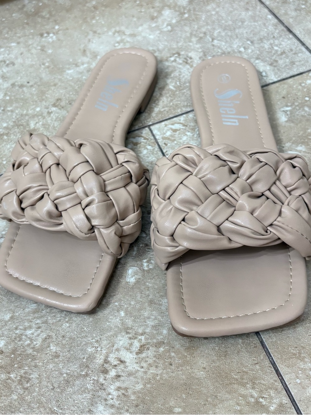 SHEIN Taupe Braided Slide Sandals size 6